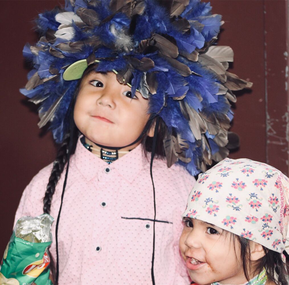 Evelyn and Lyrix get into powwow spirit